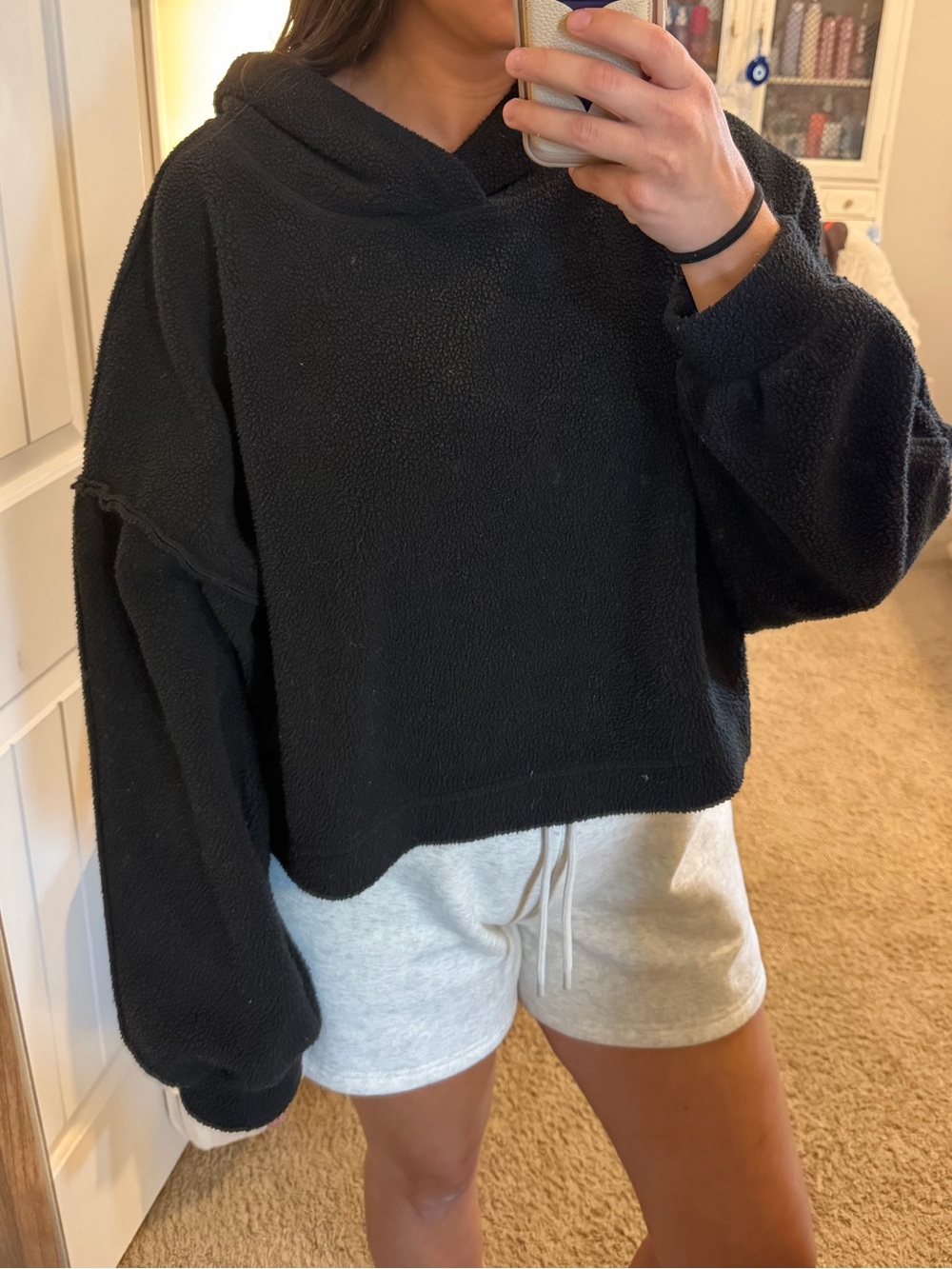 TALULAH Black Cropped Hooded Sweatshirt